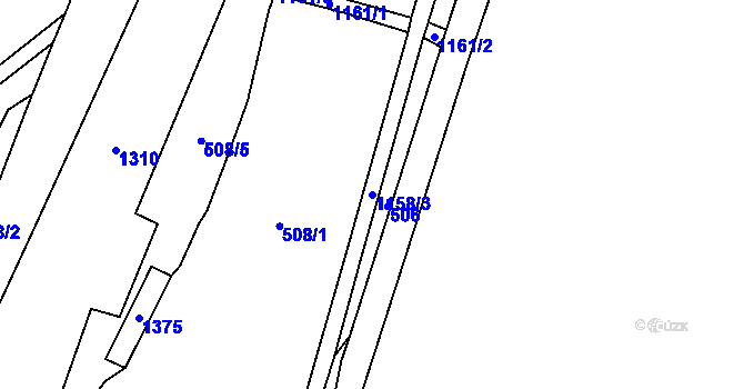 Parcela st. 1158/3 v KÚ Prostřední Žleb, Katastrální mapa