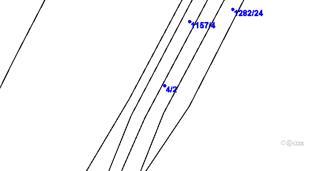 Parcela st. 4/2 v KÚ Prostřední Žleb, Katastrální mapa