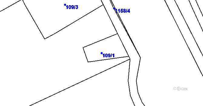 Parcela st. 109/1 v KÚ Prostřední Žleb, Katastrální mapa