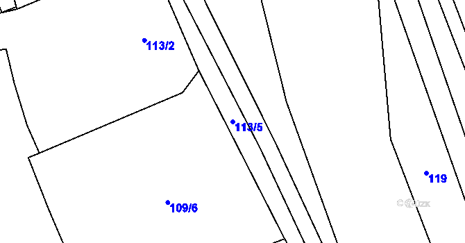 Parcela st. 113/5 v KÚ Prostřední Žleb, Katastrální mapa