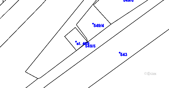 Parcela st. 549/5 v KÚ Prostřední Žleb, Katastrální mapa