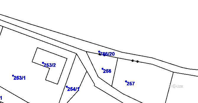 Parcela st. 786/20 v KÚ Prostřední Žleb, Katastrální mapa