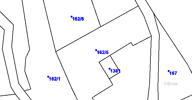 Parcela st. 162/5 v KÚ Prostřední Žleb, Katastrální mapa