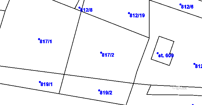 Parcela st. 817/2 v KÚ Prostřední Žleb, Katastrální mapa