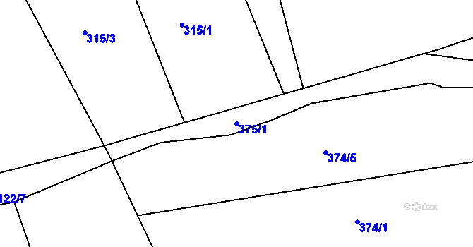 Parcela st. 375/1 v KÚ Prostřední Žleb, Katastrální mapa