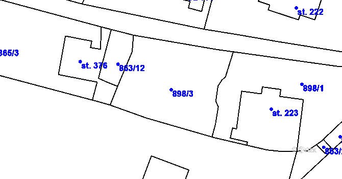 Parcela st. 898/3 v KÚ Prostřední Žleb, Katastrální mapa