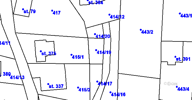 Parcela st. 414/19 v KÚ Prostřední Žleb, Katastrální mapa