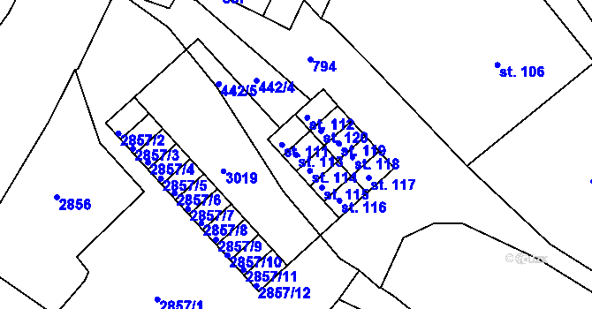 Parcela st. 113 v KÚ Loubí u Děčína, Katastrální mapa