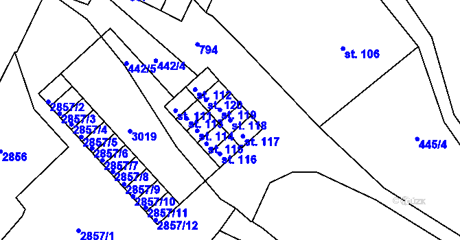 Parcela st. 118 v KÚ Loubí u Děčína, Katastrální mapa