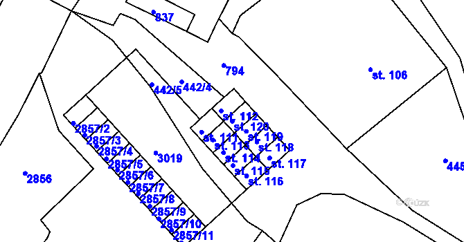 Parcela st. 120 v KÚ Loubí u Děčína, Katastrální mapa