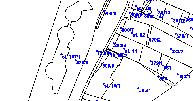 Parcela st. 799/1 v KÚ Loubí u Děčína, Katastrální mapa