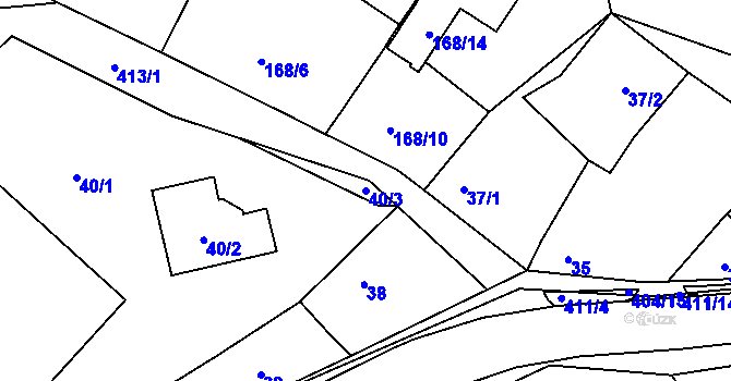 Parcela st. 40/3 v KÚ Dědice, Katastrální mapa