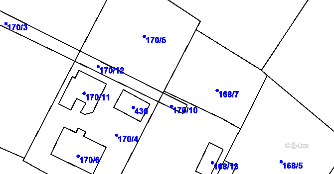 Parcela st. 170/7 v KÚ Dědice, Katastrální mapa