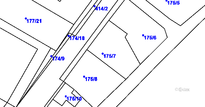 Parcela st. 175/7 v KÚ Dědice, Katastrální mapa