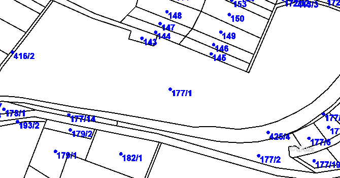 Parcela st. 177/1 v KÚ Dědice, Katastrální mapa
