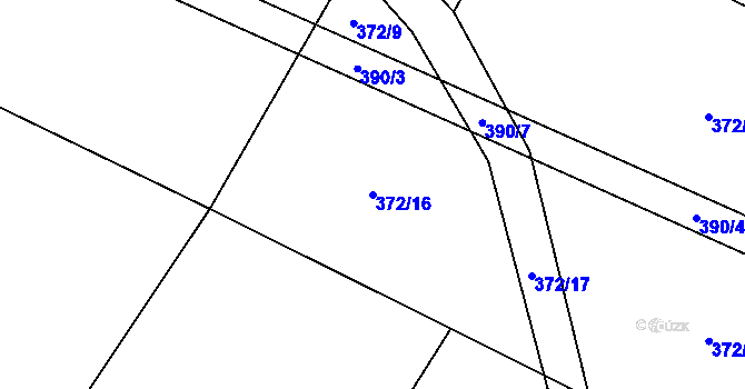 Parcela st. 372/16 v KÚ Dědice, Katastrální mapa