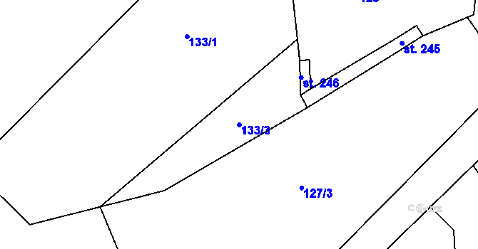 Parcela st. 133/3 v KÚ Dědová, Katastrální mapa