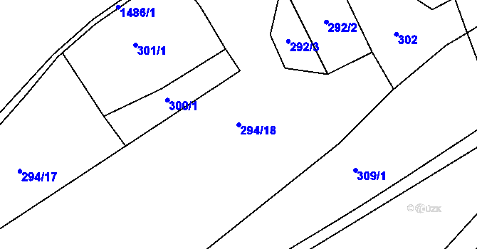 Parcela st. 294/18 v KÚ Dědová, Katastrální mapa