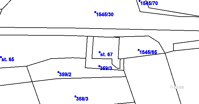 Parcela st. 67 v KÚ Dědová, Katastrální mapa