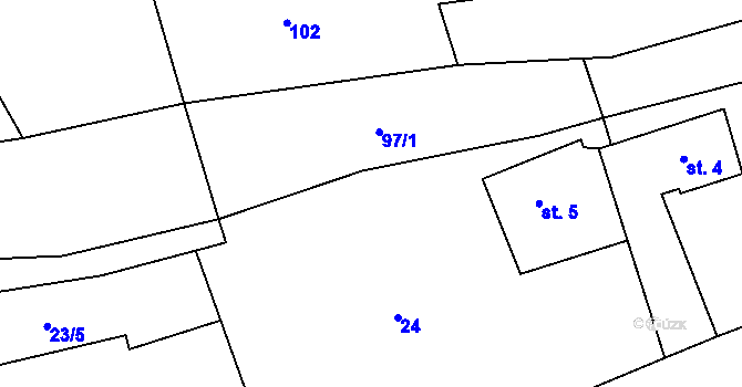 Parcela st. 98/1 v KÚ Dědová, Katastrální mapa