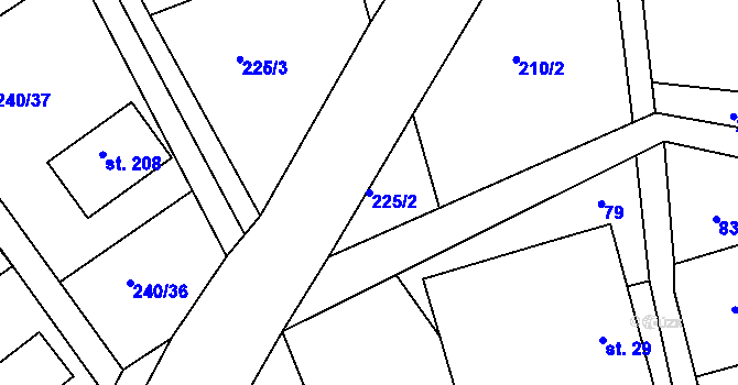 Parcela st. 225/2 v KÚ Dědová, Katastrální mapa