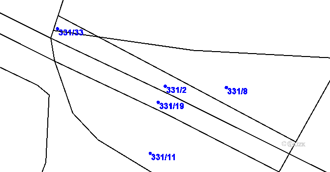 Parcela st. 331/2 v KÚ Dědová, Katastrální mapa