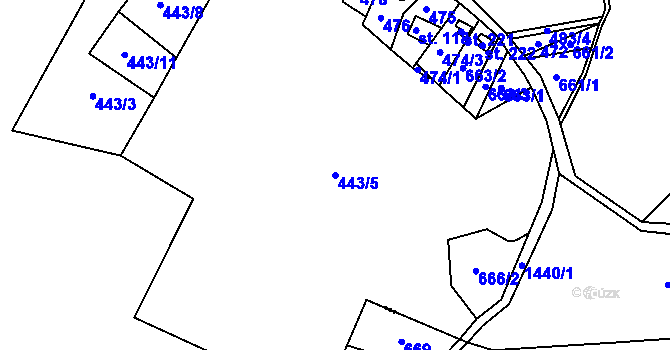 Parcela st. 443/5 v KÚ Dědová, Katastrální mapa