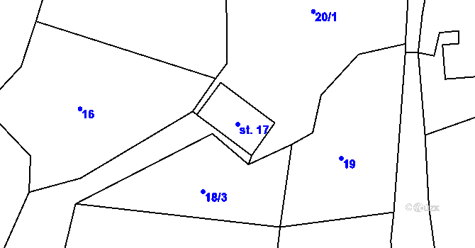 Parcela st. 17 v KÚ Černice u Defurových Lažan, Katastrální mapa