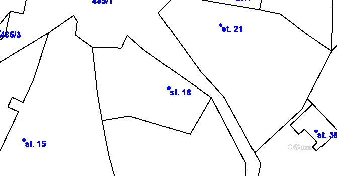 Parcela st. 18 v KÚ Černice u Defurových Lažan, Katastrální mapa