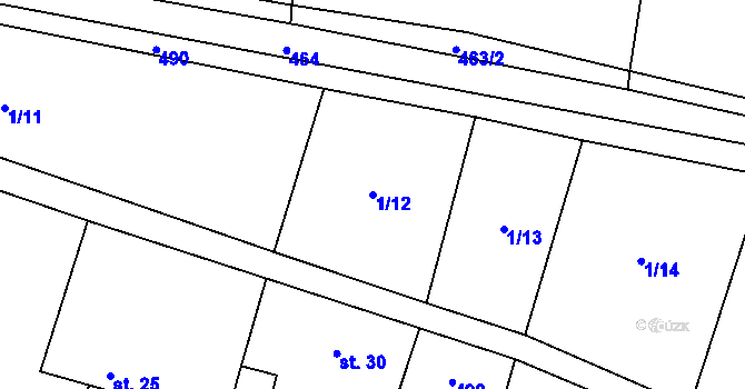 Parcela st. 1/12 v KÚ Černice u Defurových Lažan, Katastrální mapa