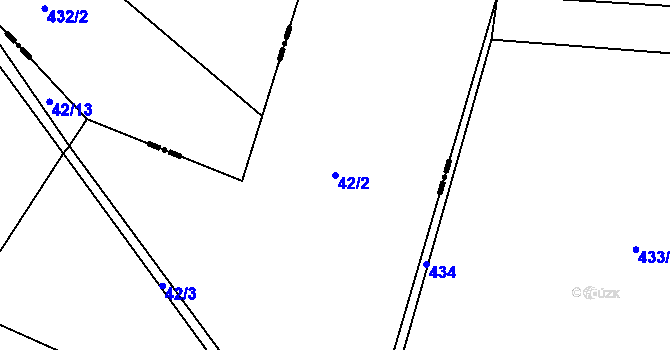 Parcela st. 42/2 v KÚ Černice u Defurových Lažan, Katastrální mapa