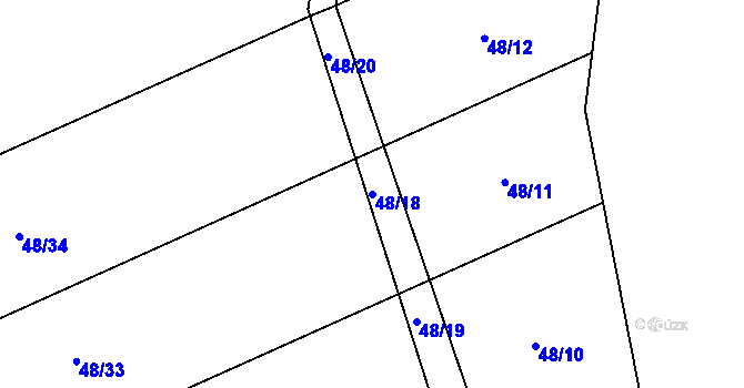 Parcela st. 48/18 v KÚ Černice u Defurových Lažan, Katastrální mapa