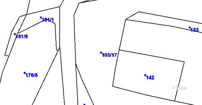 Parcela st. 105/17 v KÚ Černice u Defurových Lažan, Katastrální mapa