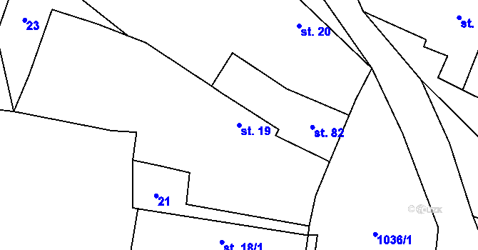Parcela st. 19 v KÚ Defurovy Lažany, Katastrální mapa