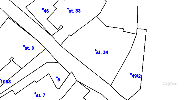 Parcela st. 34 v KÚ Defurovy Lažany, Katastrální mapa