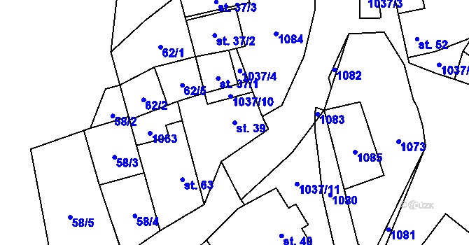 Parcela st. 39 v KÚ Defurovy Lažany, Katastrální mapa