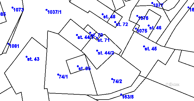 Parcela st. 44/2 v KÚ Defurovy Lažany, Katastrální mapa