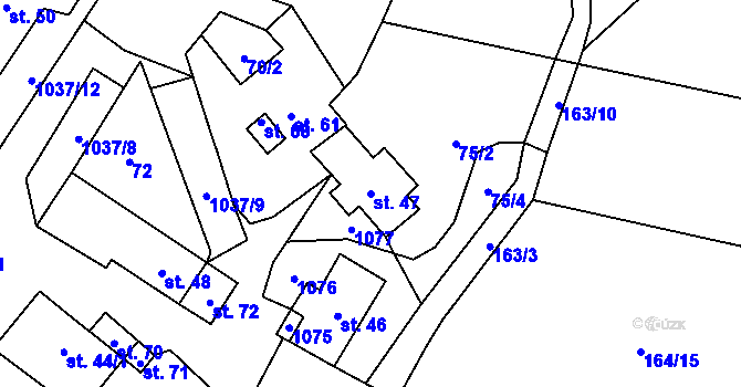 Parcela st. 47 v KÚ Defurovy Lažany, Katastrální mapa