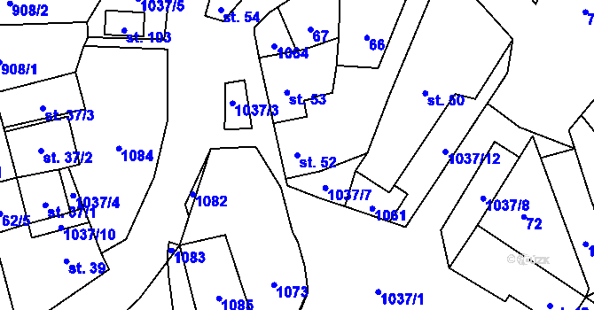 Parcela st. 52 v KÚ Defurovy Lažany, Katastrální mapa