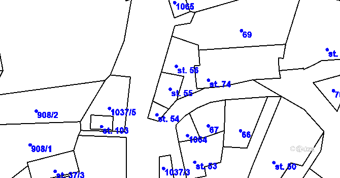 Parcela st. 55 v KÚ Defurovy Lažany, Katastrální mapa