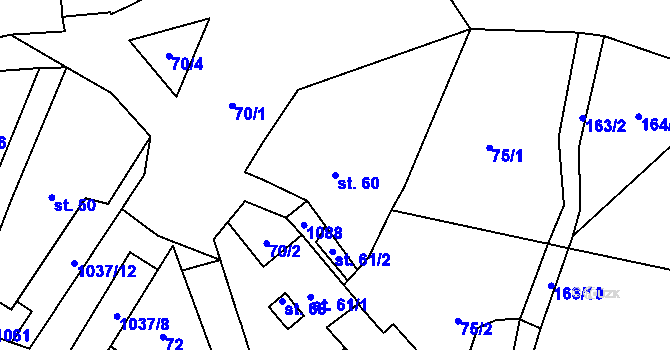 Parcela st. 60 v KÚ Defurovy Lažany, Katastrální mapa