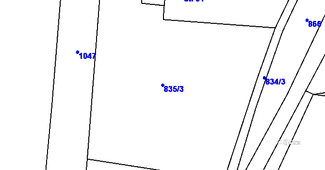 Parcela st. 835/3 v KÚ Defurovy Lažany, Katastrální mapa