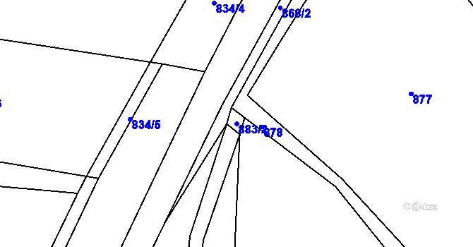 Parcela st. 883/2 v KÚ Defurovy Lažany, Katastrální mapa