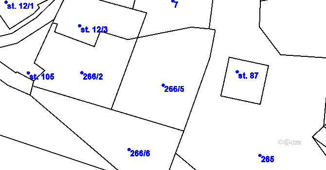 Parcela st. 266/5 v KÚ Defurovy Lažany, Katastrální mapa