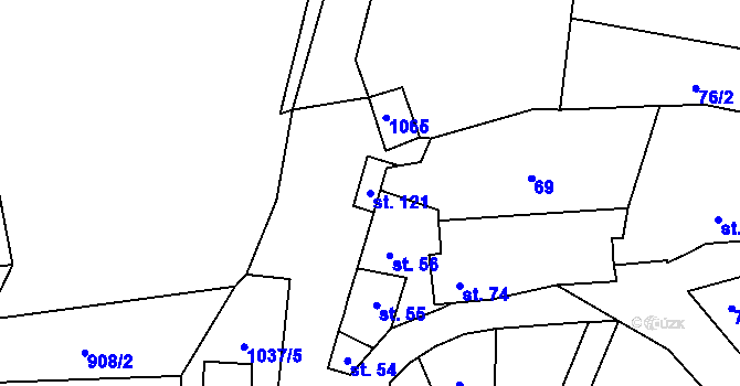 Parcela st. 121 v KÚ Defurovy Lažany, Katastrální mapa