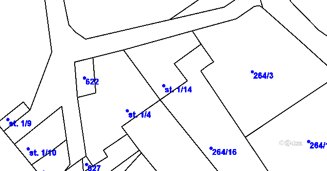 Parcela st. 1/14 v KÚ Újezd u Chanovic, Katastrální mapa