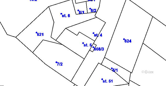 Parcela st. 5 v KÚ Újezd u Chanovic, Katastrální mapa