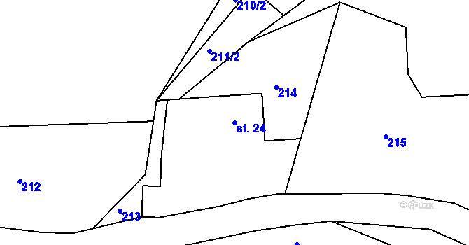 Parcela st. 24 v KÚ Újezd u Chanovic, Katastrální mapa