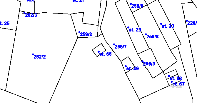 Parcela st. 66 v KÚ Újezd u Chanovic, Katastrální mapa