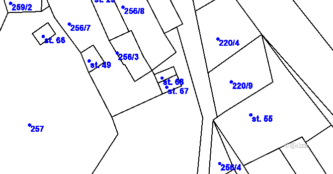 Parcela st. 67 v KÚ Újezd u Chanovic, Katastrální mapa